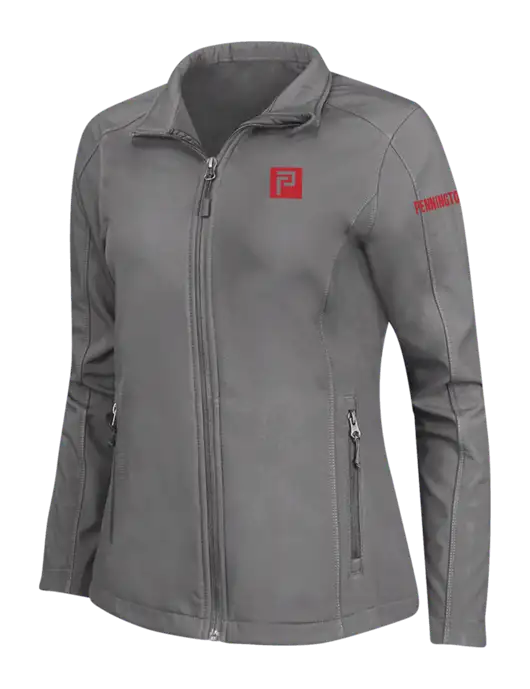 Medium Grey Womens Core Soft Shell Jacket w/Pennington Icon Logo, Pennington Logo