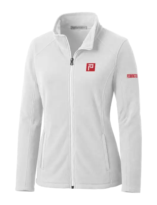White Womens Microfleece Jacket w/Pennington Icon Logo, Pennington Logo