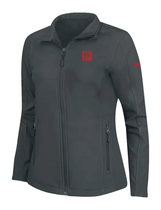 Charcoal Grey Womens Core Soft Shell Jacket w/Pennington Icon Logo, Pennington Logo