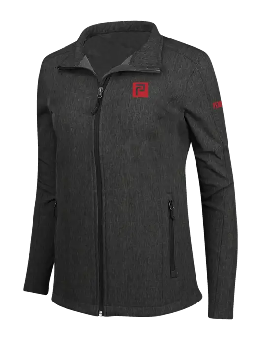 Black Charcoal Heather Womens Core Soft Shell Jacket w/Pennington Icon Logo, Pennington Logo