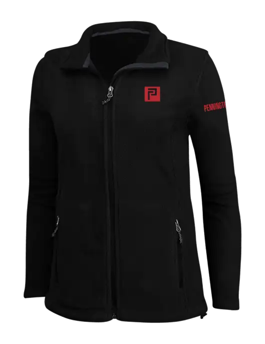Womens Black Fleece Jacket w/Pennington Icon Logo, Pennington Logo