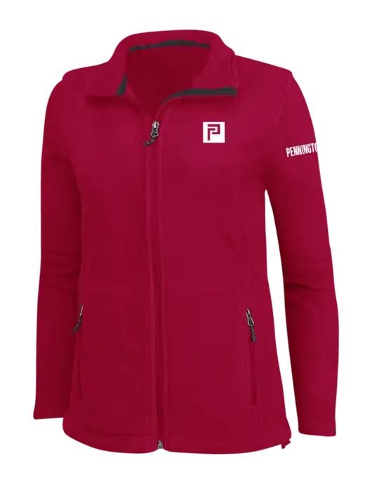 Womens Red Fleece Jacket w/Pennington Icon Logo, Pennington Logo