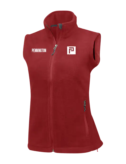 Red Womens Fleece Vest w/Pennington Icon Logo, Pennington Logo