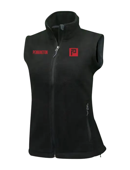 Womens Black Fleece Vest w/Pennington Icon Logo, Pennington Logo
