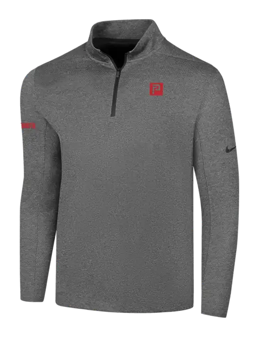 NIKE Dark Grey Heather Dry 1/2 Zip Cover-Up w/Pennington Icon Logo, Pennington Logo