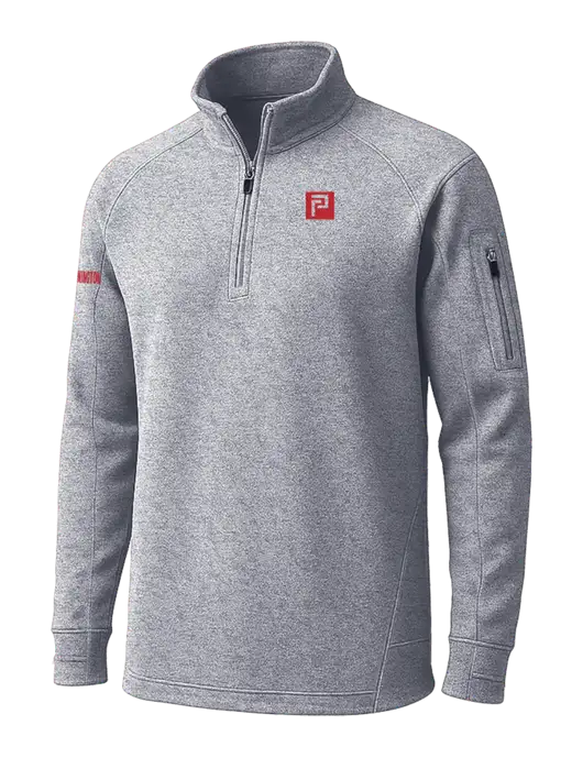 Grey Heather Tech Fleece 1/4 Zip Pullover w/Pennington Icon Logo, Pennington Logo