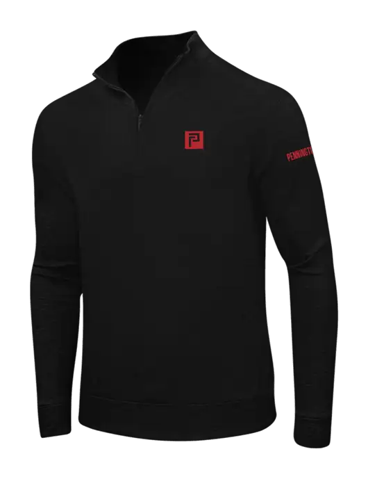 Deep Black/Charcoal Heather Interlock 1/4 Zip w/Pennington Icon Logo, Pennington Logo