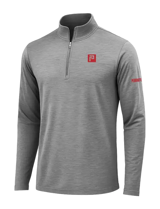 Dark Grey Heather Posicharge Tri-Blend Wicking 1/4 Zip Pullover w/Pennington Icon Logo, Pennington Logo