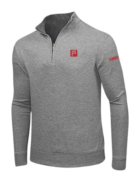 Medium Heather Grey/Charcoal Heather Interlock 1/4 Zip w/Pennington Icon Logo, Pennington Logo