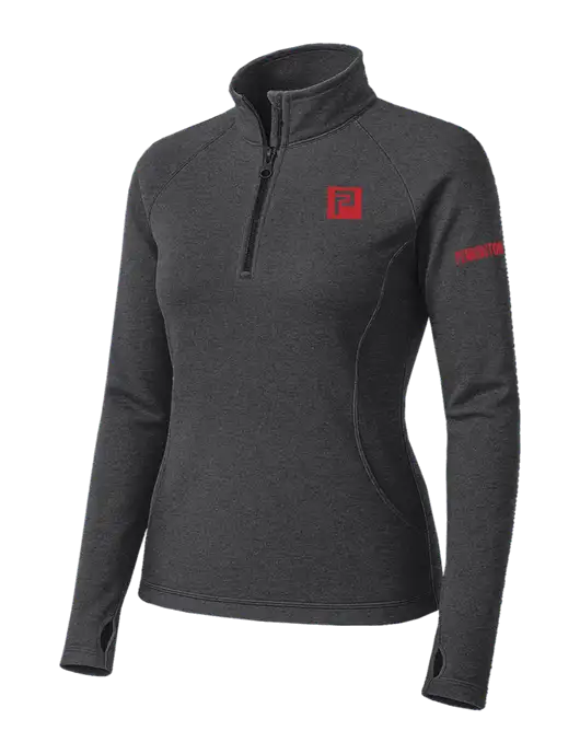 Dark Grey Heather Womens Sport Wick Stretch 1/4 Zip Pullover w/Pennington Icon Logo, Pennington Logo