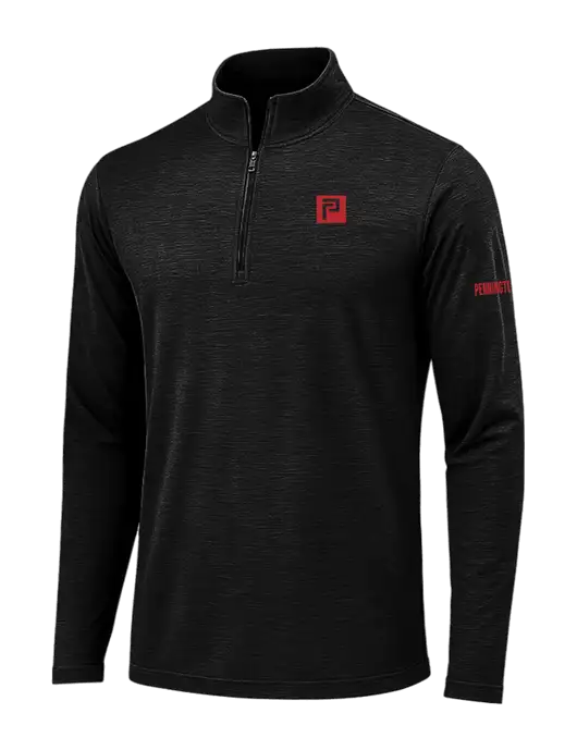 Black Triad Solid Posicharge Tri-Blend Wicking 1/4 Zip Pullover w/Pennington Icon Logo, Pennington Logo