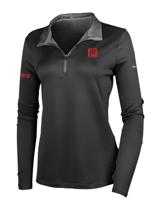 NIKE Black/Dark Grey Womens Dry-Fit Stretch 1/2 Zip Cover-Up w/Pennington Icon Logo, Pennington Logo