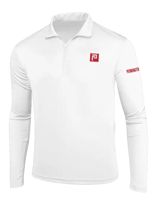 White PosiCharge Competitor 1/4 Zip Pullover w/Pennington Icon Logo, Pennington Logo