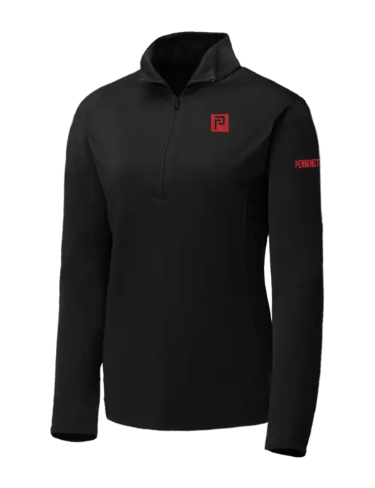 Black Womens Posicharge Competitor ¼ Zip Pullover w/Pennington Icon Logo, Pennington Logo