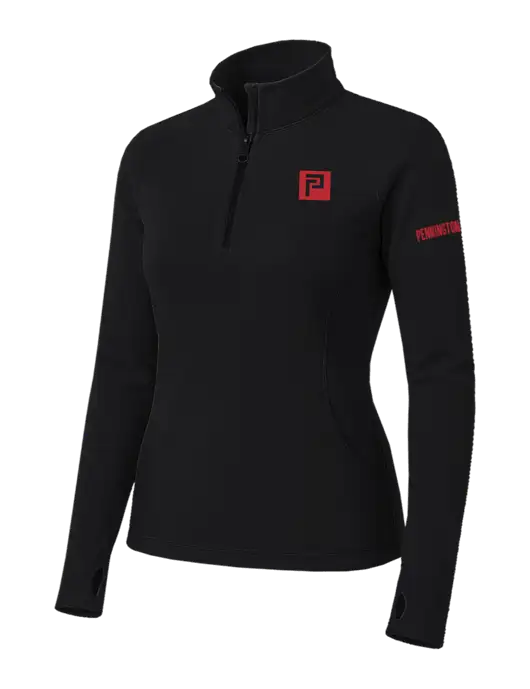Womens Black Sport Wick Stretch 1/4 Zip Pullover w/Pennington Icon Logo, Pennington Logo