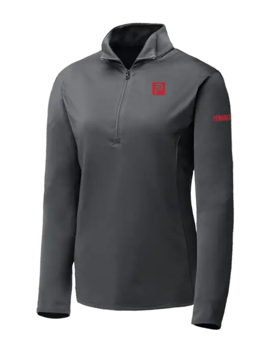 Dark Grey Womens Posicharge Competitor ¼ Zip Pullover w/Pennington Icon Logo, Pennington Logo