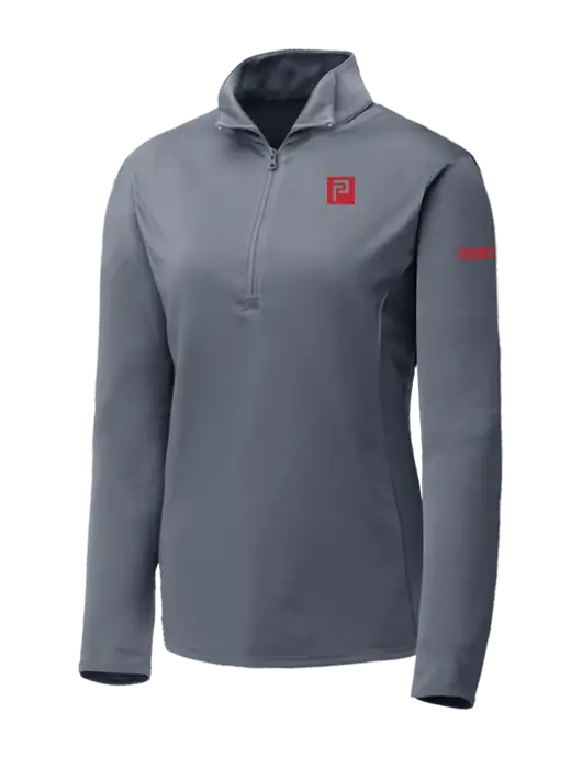 Medium Grey Womens Posicharge Competitor ¼ Zip Pullover w/Pennington Icon Logo, Pennington Logo