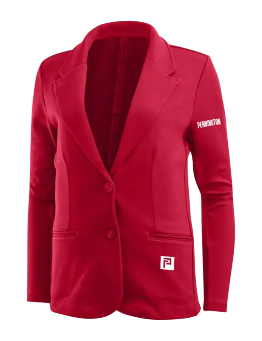 Rich Red Womens Knit Blazer w/Pennington Icon Logo, Pennington Logo