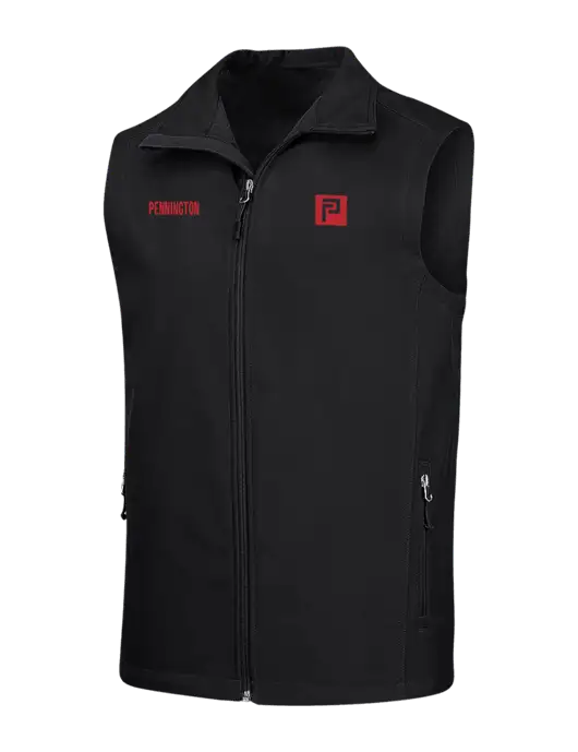 Black Core Soft Shell Vest w/Pennington Icon Logo, Pennington Logo