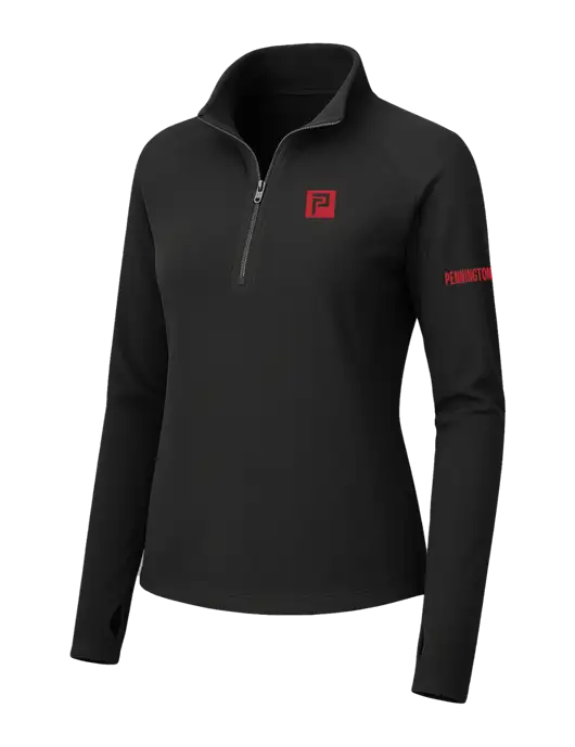 Womens Black Microfleece 1/2 Zip Pullover w/Pennington Icon Logo, Pennington Logo