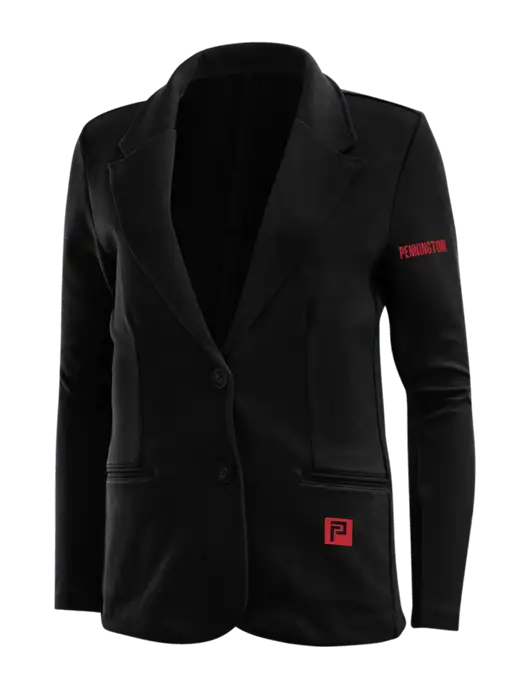 Black Womens Knit Blazer w/Pennington Icon Logo, Pennington Logo