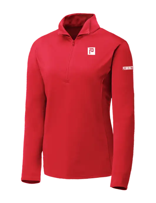 Red Womens Posicharge Competitor ¼ Zip Pullover w/Pennington Icon Logo, Pennington Logo