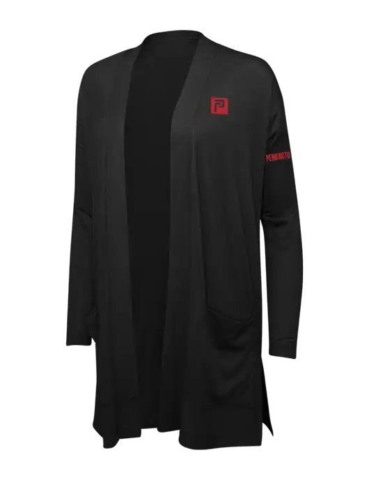 Black Womens Concept Long Pocket Cardigan w/Pennington Icon Logo, Pennington Logo