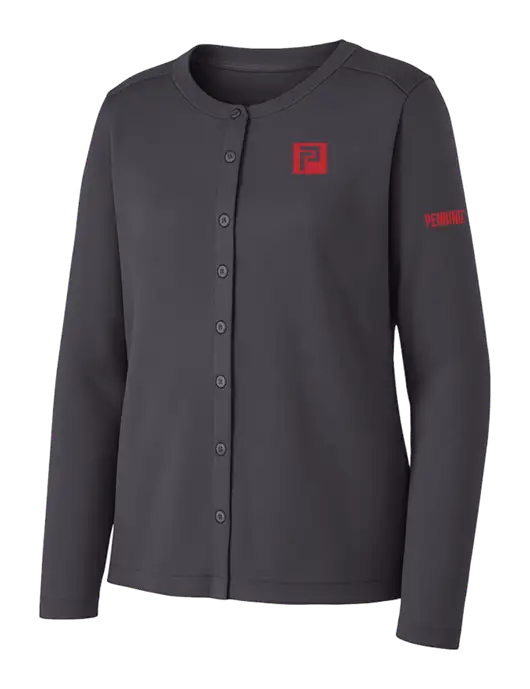 Grey Smoke Womens Concept Stretch Button-Front Cardigan Sweater w/Pennington Icon Logo, Pennington Logo