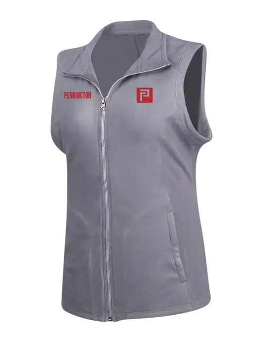 Medium Grey Womens Microfleece Vest w/Pennington Icon Logo, Pennington Logo