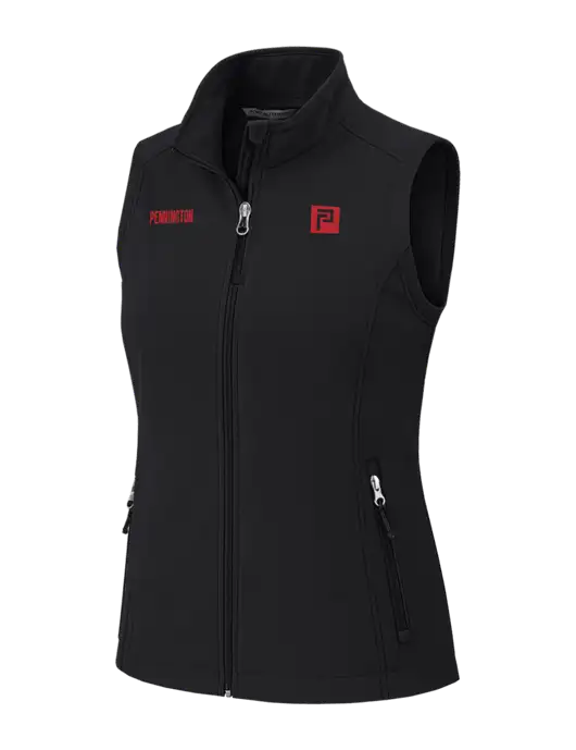 Black Womens Core Soft Shell Vest w/Pennington Icon Logo, Pennington Logo