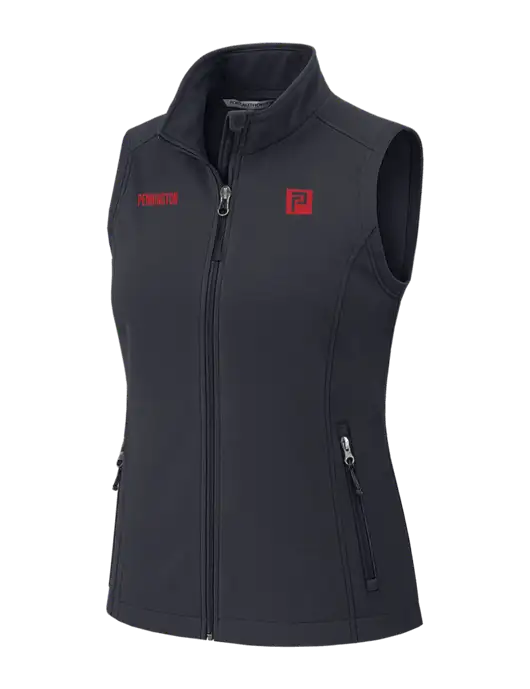Charcoal Grey Womens Core Soft Shell Vest w/Pennington Icon Logo, Pennington Logo