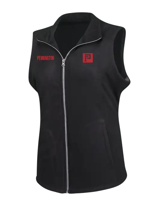Black Womens Microfleece Vest w/Pennington Icon Logo, Pennington Logo