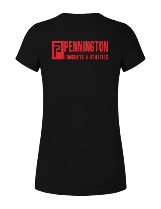 Womens Ring Spun Jet Black 4.5 oz T-Shirt w/Pennington Logo, Pennington Icon Logo