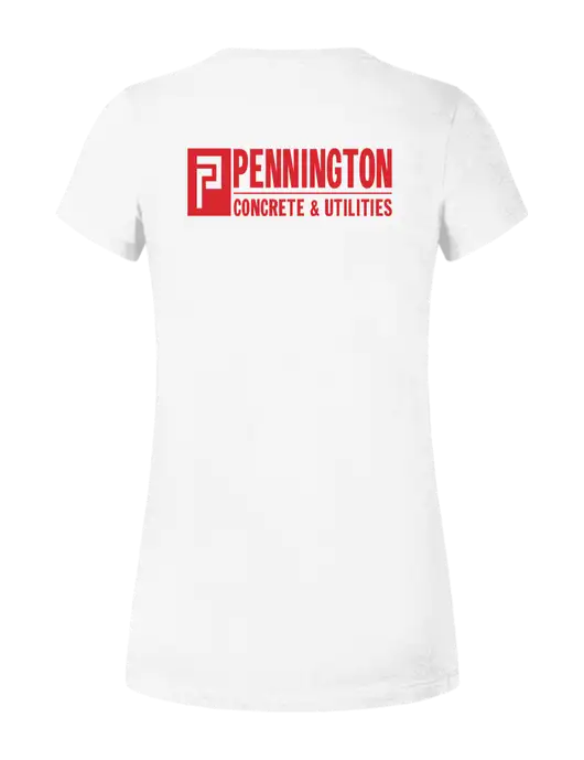 Womens Ring Spun White 4.5 oz T-Shirt w/Pennington Logo, Pennington Icon Logo