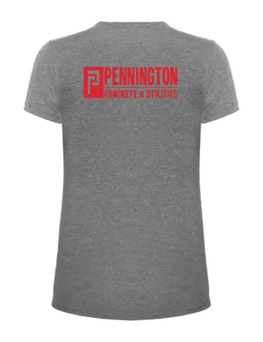 Womens Ring Spun Light Grey Heather 4.5 oz T-Shirt w/Pennington Logo, Pennington Icon Logo