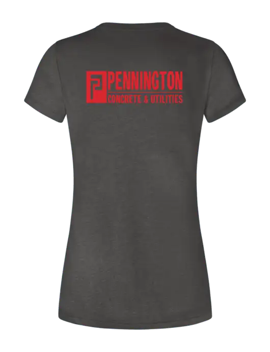 Womens Seriously Soft Heathered Charcoal T-Shirt w/Pennington Logo, Pennington Icon Logo
