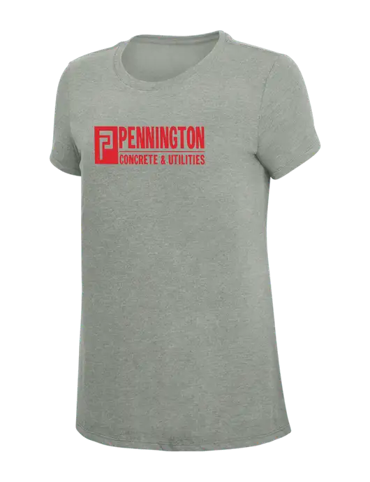 Womens Simply Soft Grey Frost 4.5oz  Poly/Combed Ring Spun Cotton T-Shirt w/Pennington Logo