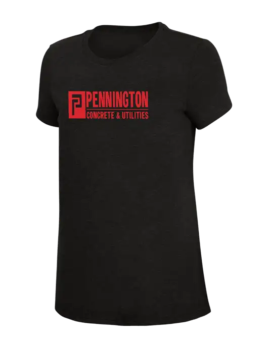 Womens Simply Soft Black 4.5oz Poly/Combed Ring Spun Cotton T-Shirt w/Pennington Logo