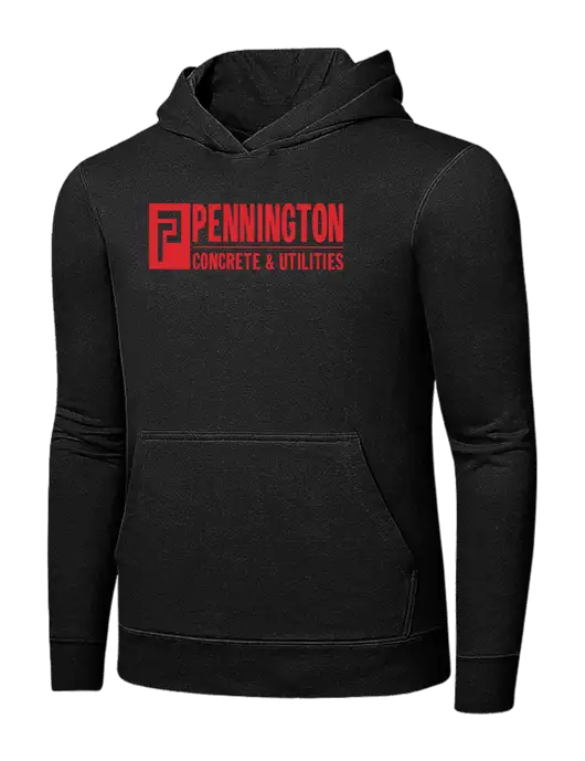 Jet Black 7.8 oz Ring Spun Hooded Sweatshirt w/Pennington Logo
