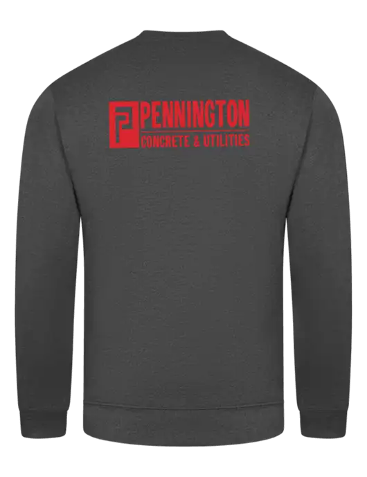 Charcoal 7.8 oz Ring Spun Crew Sweatshirt w/Pennington Logo, Pennington Icon Logo