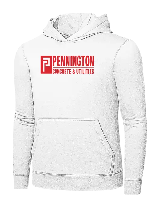 White 7.8 oz Ring Spun Hooded Sweatshirt w/Pennington Logo