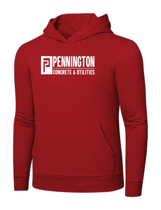Bright Red 8.5 oz Ring Spun Hooded Sweatshirt w/Pennington Logo