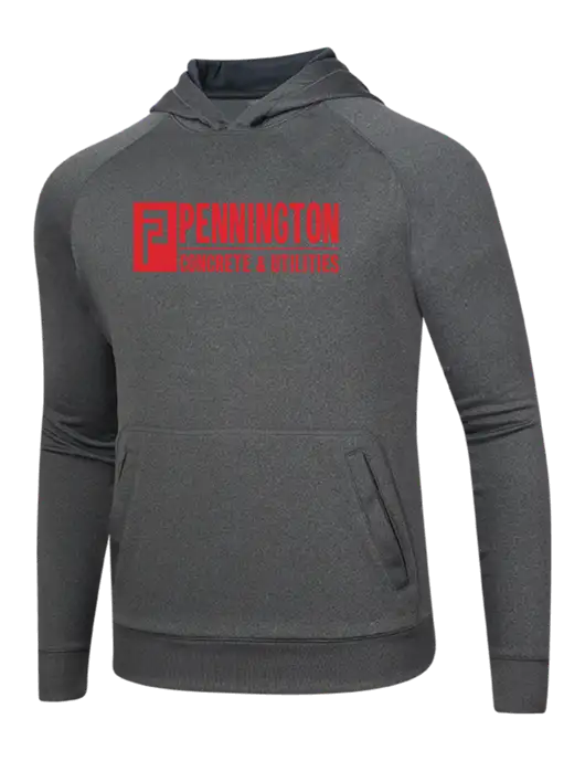 Tech Graphite Heather Fleece Hooded Sweatshirt w/Pennington Logo