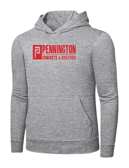 Light Grey Heather 7.8 oz Ring Spun Hooded Sweatshirt w/Pennington Logo