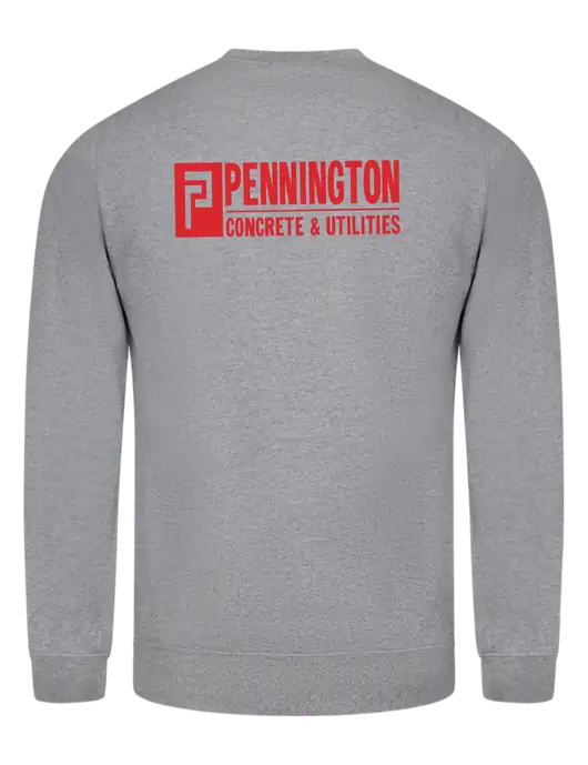 Light Grey Heather 7.8 oz Ring Spun Crew Sweatshirt w/Pennington Logo, Pennington Icon Logo