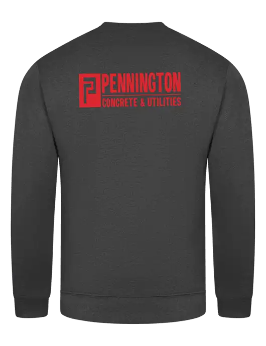 Dark Heather Grey 7.8 oz Ring Spun Crew Sweatshirt w/Pennington Logo, Pennington Icon Logo