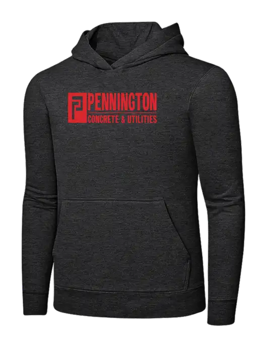 Dark Heather Grey 7.8 oz Ring Spun Hooded Sweatshirt w/Pennington Logo
