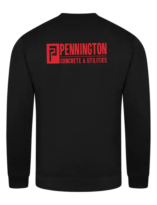 Black 7.8 oz Ring Spun Crew Sweatshirt w/Pennington Logo, Pennington Icon Logo