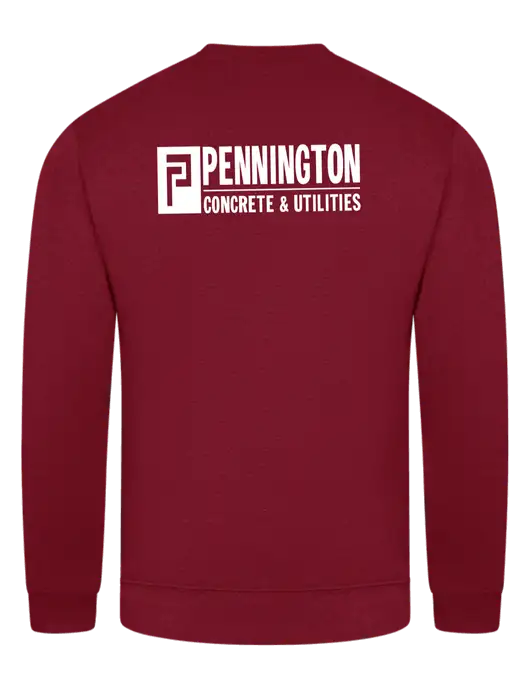 Dark Cardinal 8.5 oz Ring Spun Crew Sweatshirt w/Pennington Logo, Pennington Icon Logo