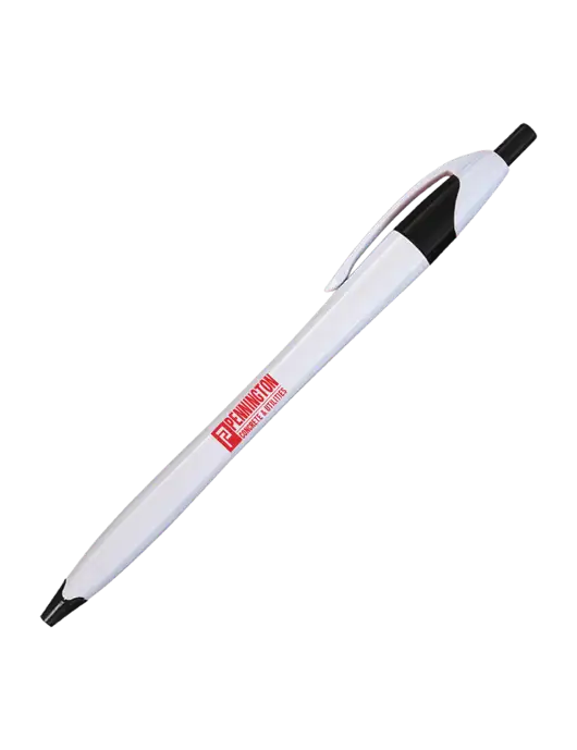 Novella White/Black Classic Pen - Blue Ink w/Pennington Logo